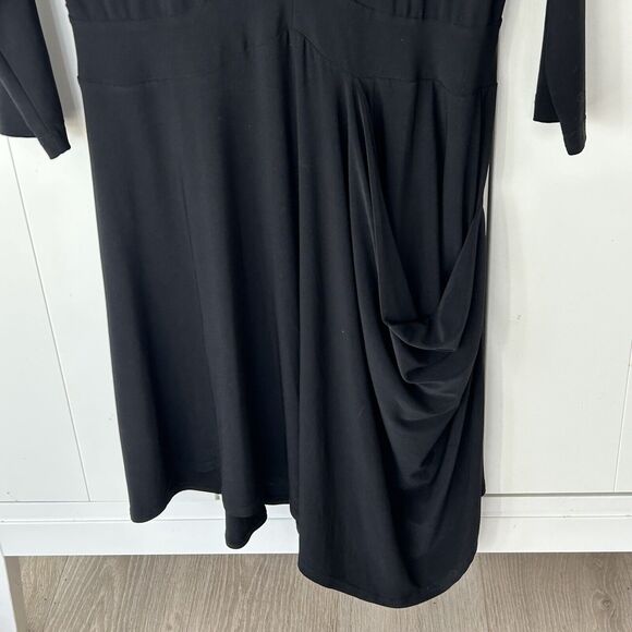 Sympli Tunic Top Size 6 Ruched Asymmetric Black Artsy Pocket V-Neck Lagenlook - Picture 4 of 7